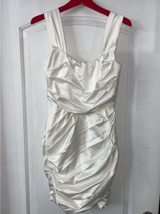 Alamour The Label Dresses & Skirts - Alamour The Label Ivory Satin Ruched Mini Dress